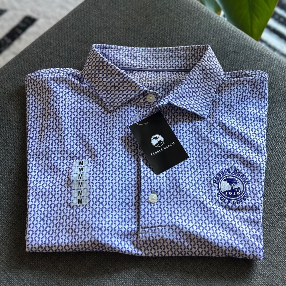 Pebble Beach Purple Geometric Polo Shirt